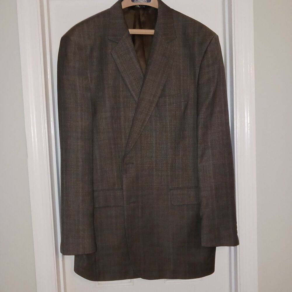 Jos A Bank Plaid Suit Coat 46 Long Blazer Sport Coat Jacket 2 Button
